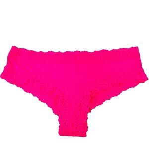 Victoria's Secret PINK Extra Low Cheekster Bright Neon Pink Panty Size Large